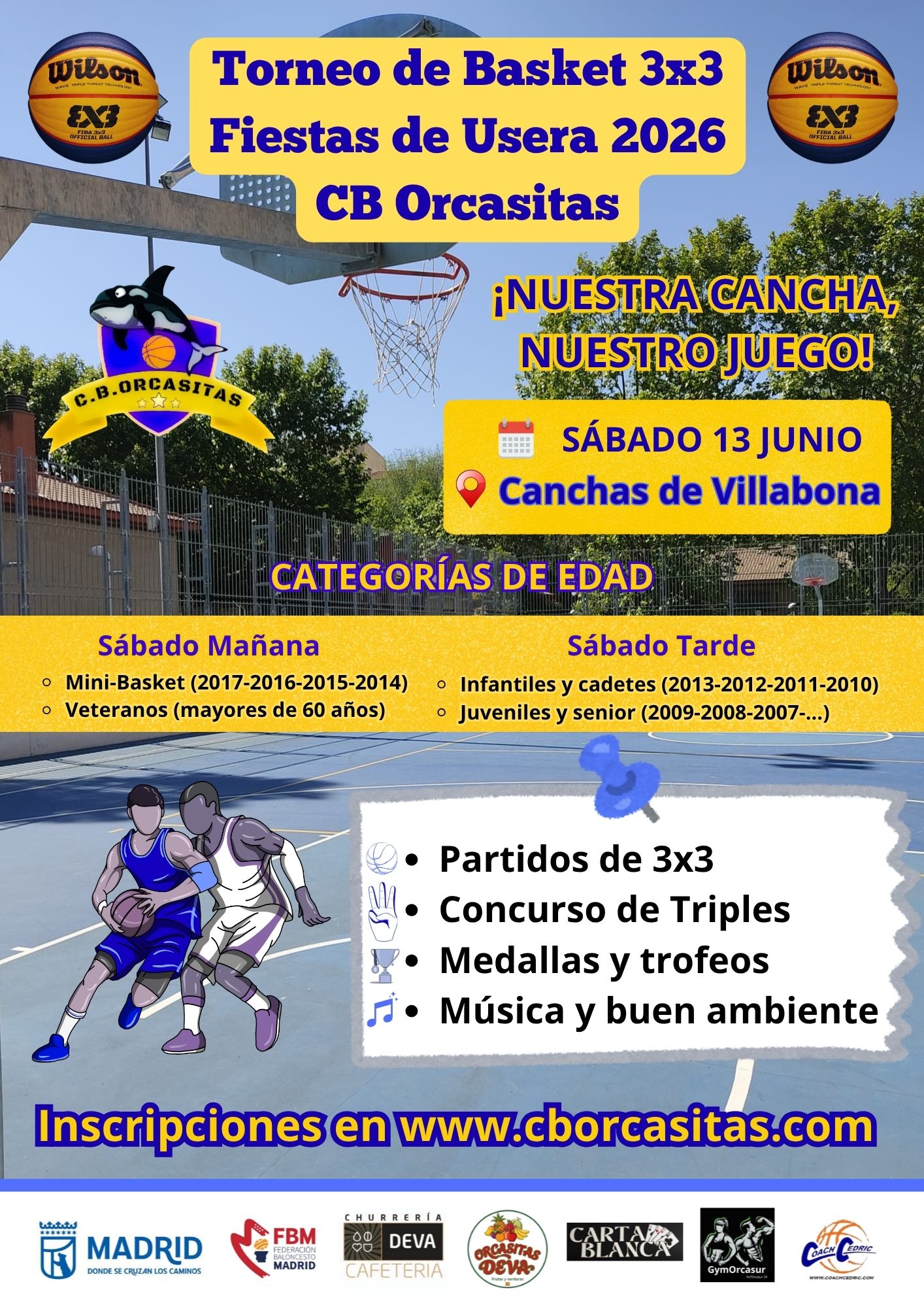 Inscripción al Torneo 3×3 de las Fiestas de Usera 2026
